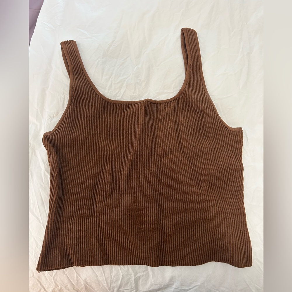 Babaton Chocolate Ribbed Tank Top